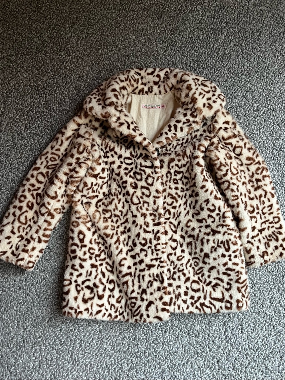 Bonpoint Cream & Brown Faux-Fur Leopard Puffer Coat